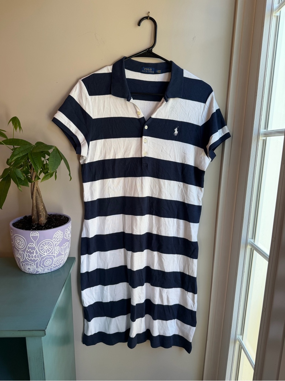 Ralph Lauren Navy and White Striped Polo Shirt Dress